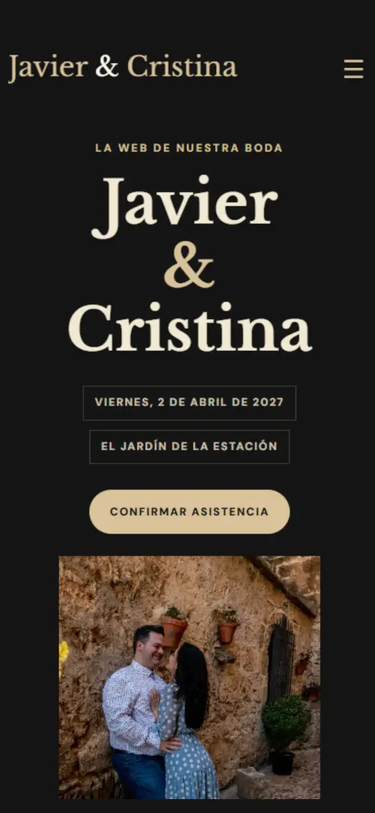 Ejemplo de web de boda creada en Boda Bonita