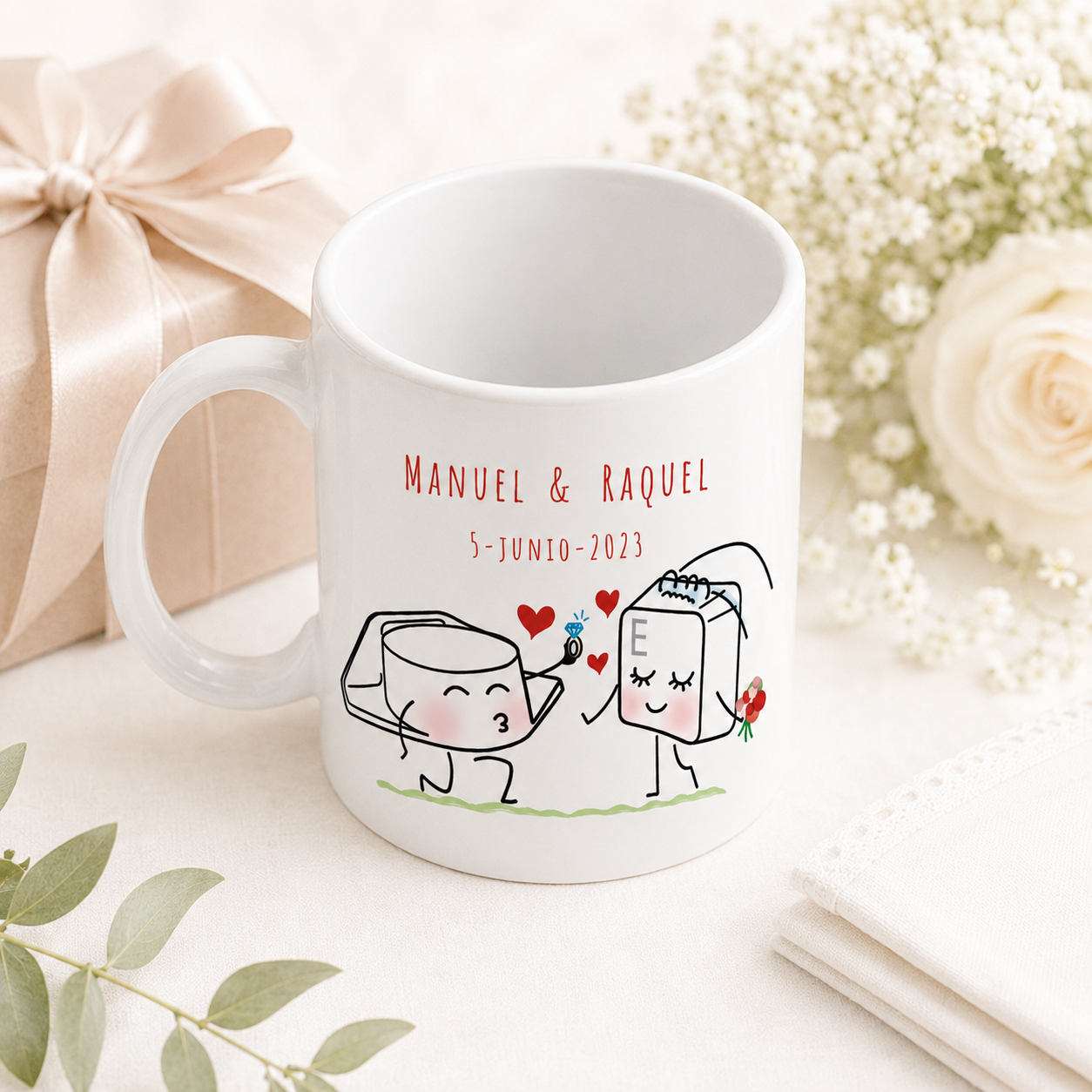 Taza personalizada con vuestro diseño para detalle de boda
