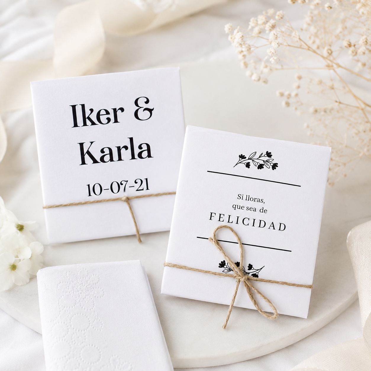 Lágrimas de felicidad para boda con pañuelito personalizado