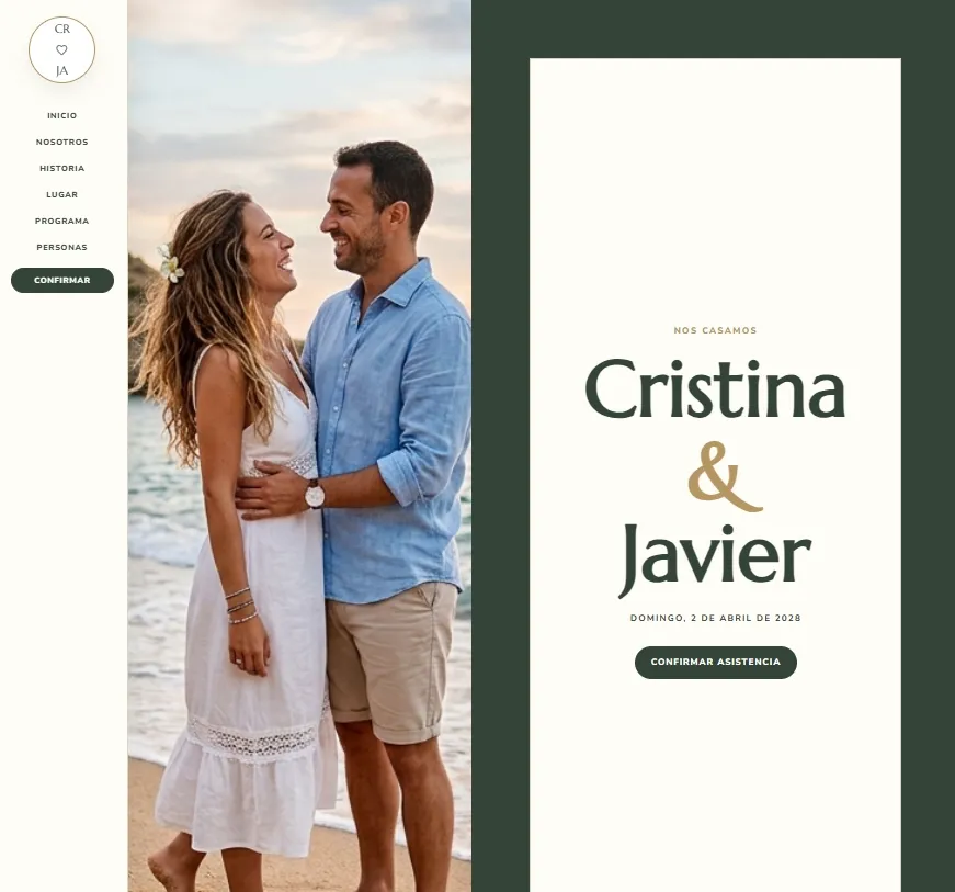 Plantilla Jardín Atemporal para web de boda